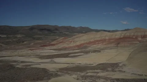 Slow pan across the striped Painted Hills at John Day Fossil Beds Stock Footage 346794724