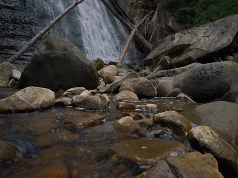 Slow pan at base of Cascading Waterfall Brandywine Falls Stock-Footage 77167210