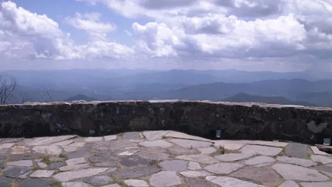 Slow Pan Of Blue Ridge Mountains From Wayah Bald Lookout Tower Stock Footage 198033710