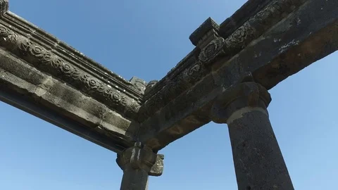 Slow Pan Down Old Synagogue Ruins in Israel Stock Footage 77700270