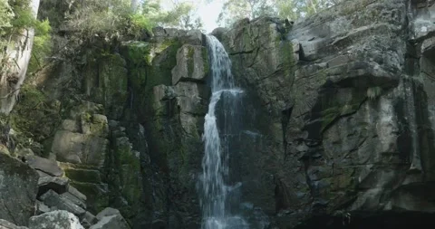 Slow pan down waterfall at Phantom Falls in Victoria Australia Stock-Footage 132367774