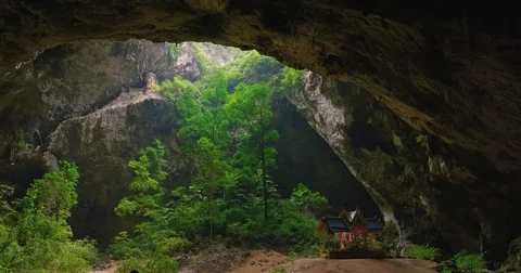 Slow pan inside Phraya Nakhon Cave Stock Footage 71676780