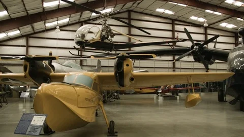 Slow pan inside PIMA air and space museum in Tucson Arizona Stock Footage 78490801