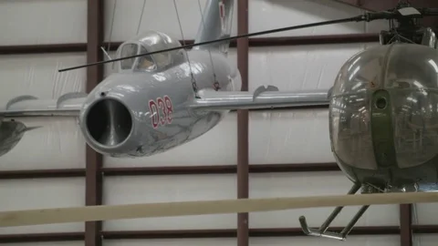 Slow pan of interior of PIMA Air and space museum in Tucson Arizona Stock Footage 78490433
