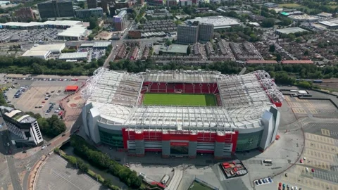 Slow Pan left around Old Trafford Stadium Manchester Video stock 341988243