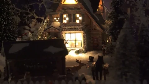 Slow Pan of A Lighted house During Christmas Holidays Stock Footage 108755507