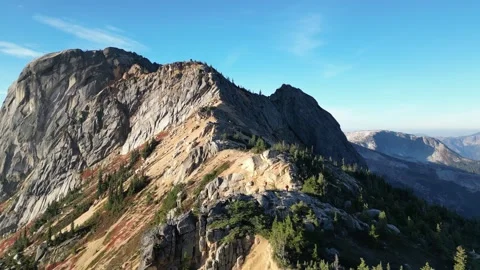 Slow pan over mountain ridge, Drone shot Stock Footage 289575207