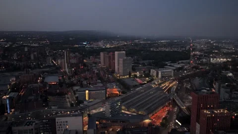 Slow pan over Piccadilly Station Manchester UK Video stock 341987393