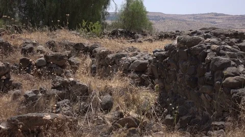 Slow Pan Over Rubble from Ancient City in Israel Stock Footage 78311158