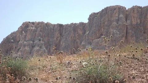 Slow Pan Over Top of Ridgeline in Israel Wilderness Stock Footage 78305789
