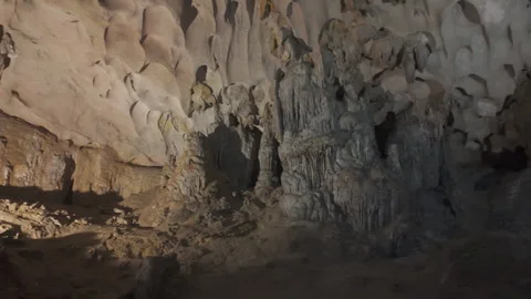 Slow pan right inside a cave at ha long bay Stock Footage 287211013