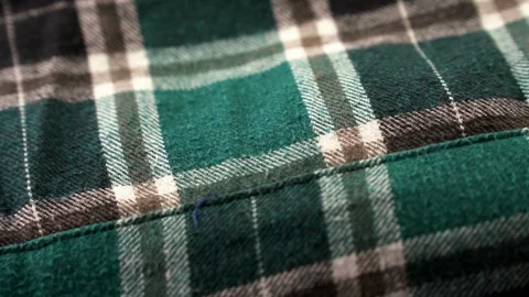 Slow pan shot, synthetic material, checked shirt Stock Footage 344024066