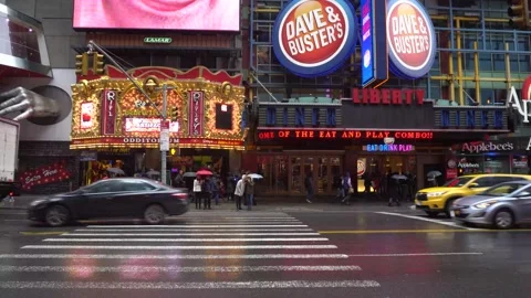 Slow pan shot on Times Square, NYC Stock Footage 166753243