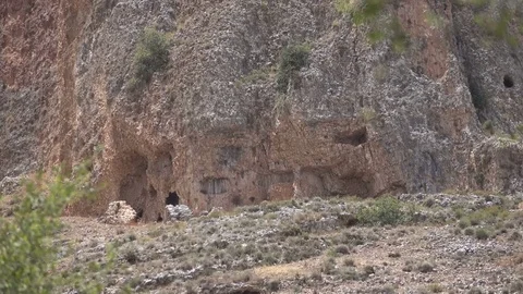 Slow Pan Up Side of Mountaintop in Israel Stock Footage 78306529