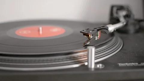 Slow pan to stylus needle of turntable vinyl record Stock Footage 88972955