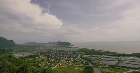 Slow pan of the vast landscape of Khao Dang in Sam Roi Yot, Thailand Stock Footage 72257859