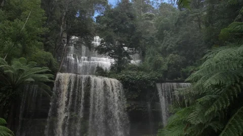 Slow pan of waterfall Stock Footage
