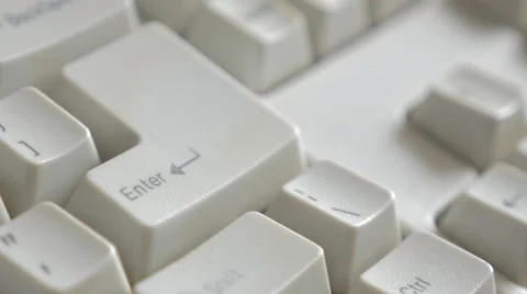 Slow panning over retro style keyboard ENTER key  close up 4K 3840X2160 UHD  Stock Footage 49679211