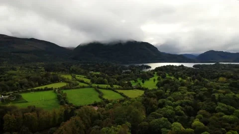 A slow panning shot of Killarney mountains and lake. Stock Footage 163450751
