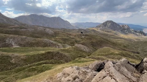 Slow Panoramic View Across Mountain Wilderness Landscape Stock Footage 343831254