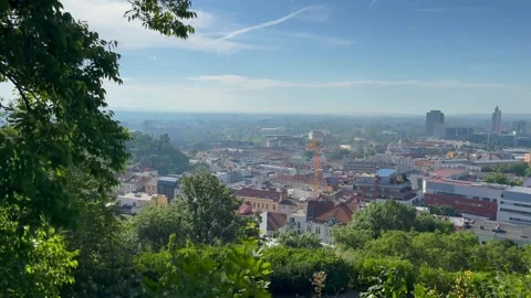 Slow Panoramic View Of The Southern Part Of The Brno From Špilberk Castle Stock Footage 264033723