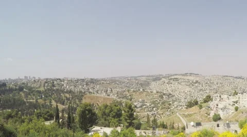 Slow panoraming of Jerusalem Stock Footage 54133362