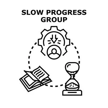 Slow progress group making difficult advancement Stock Illustration