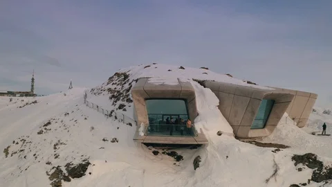 Slow Pull-Away and reveal shot of a balcony of a modern building on top of Video stock 123830962