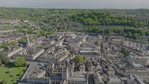 Slow pull away of Bath UK along the River Avon Stock-Footage 240947603