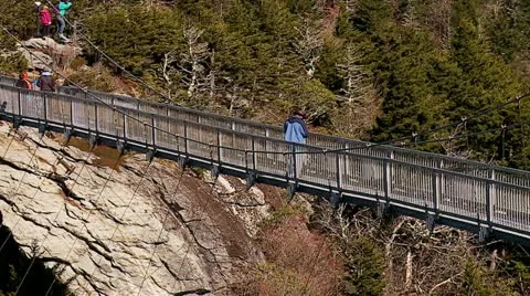Slow pull away of tourist bridge on Grandfather Mountain Video stock 12580335