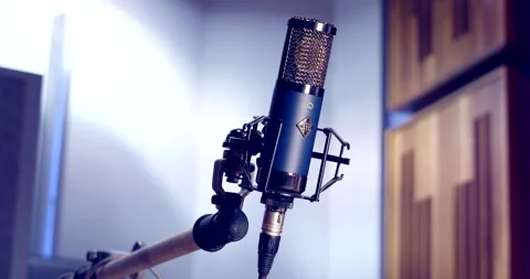 SLOW PUSH IN ON MIC IN STUDIO Stock Footage 247472490