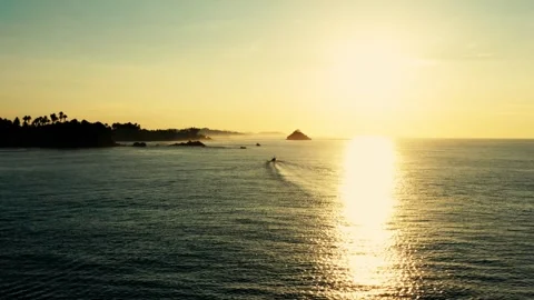 Slow push shot into golden sunset Video stock 245017634