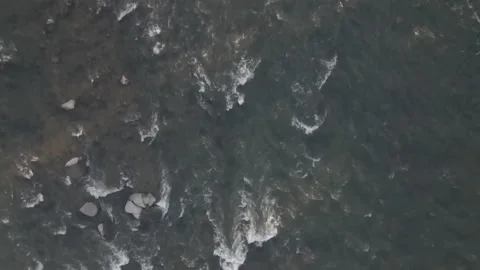 Slow push shot over river in New England for title Stock Footage 132232566