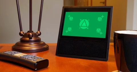 Slow Push In Shot of Personal Assistant on Home End Table 動画素材 100695024