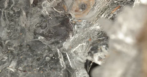 Slow Rack Focus Icy Mountain River Stock Footage 156222344