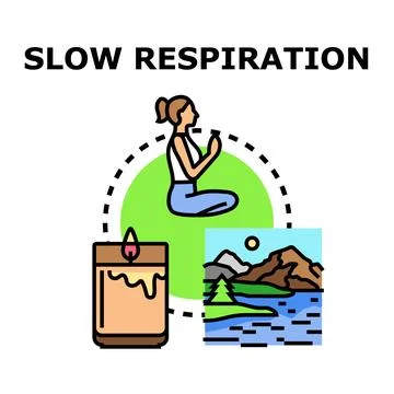 Slow respiration exercise while meditating for wellness Stock Illustration