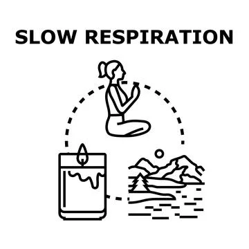 Slow respiration exercise while meditating for wellness Stock Illustration
