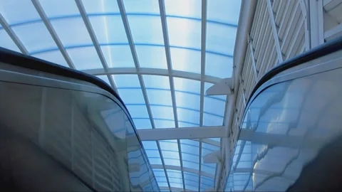 Slow Ride Down an Escalator Landscape View Stock Footage 237469433