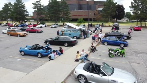 Slow Right To Left Cirucular Pan At Outdoor Car Show Stock Footage 251825681