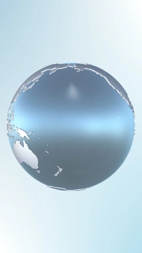 Slow Rotating 3D Globe Animation Vertical – Minimal Clean Earth Loop Stock Footage 329014258