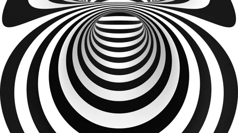 Slow Rotating Hypnotic Black and White Torus Optical Illusion Seamless Loop 스톡 동영상 340405112
