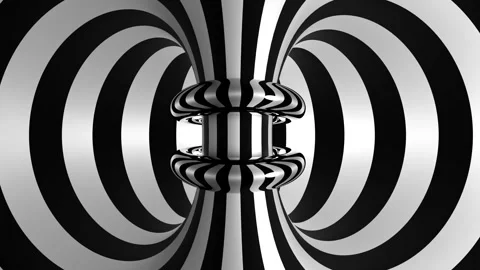 Slow Rotating Hypnotic Black and White Torus Optical Illusion Seamless Loop Vídeo Stock 340459553