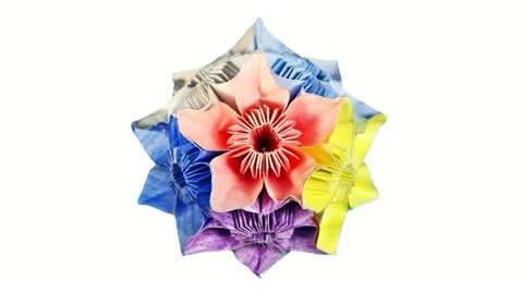 Slow Rotating Kusudama White Background Stock Footage 11177697