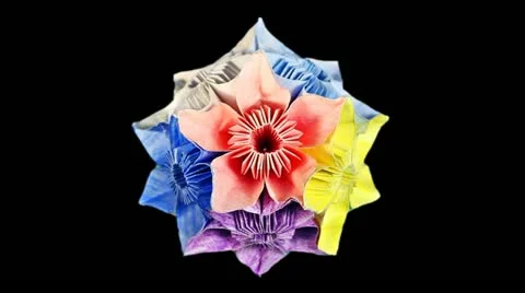 Slow RotatingKusudama Black Background Vídeo Stock 11184718