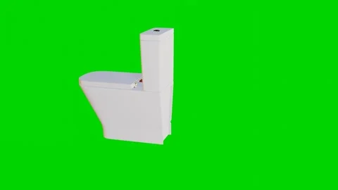 Slow rotation 3d model of a white toilet rotating on a green screen 스톡 동영상 242412897