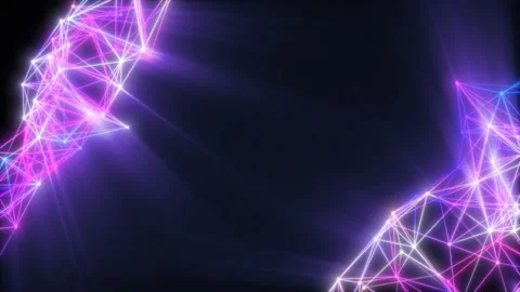 Slow rotation and intersection of colored light rays and planes on a dark Stock Footage 124690956