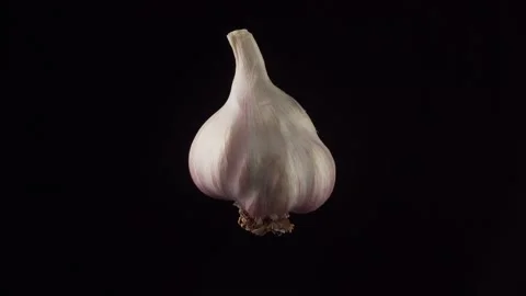 Slow rotation of a garlic on a black background. Stock Footage 132007626