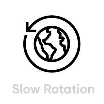 Slow rotation globe planet. Editable line vector. Simple isolated single sign. Stock Illustration
