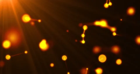 A slow rotation of warm glowing molecular plexus bonds with depth defocus Vidéo 345833051