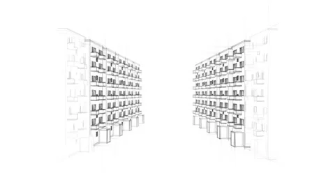 Slow rough drawing of city perspective (FULL HD) Stock Footage 36747626